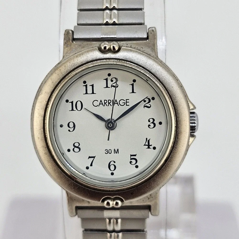 Carriage Timex Women's Watch 25MM White Dial Gray Expansion Band‎ 6